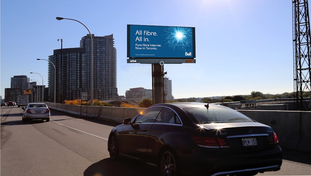 Astral’s new digital boards off the Gardiner Expressway in Toronto