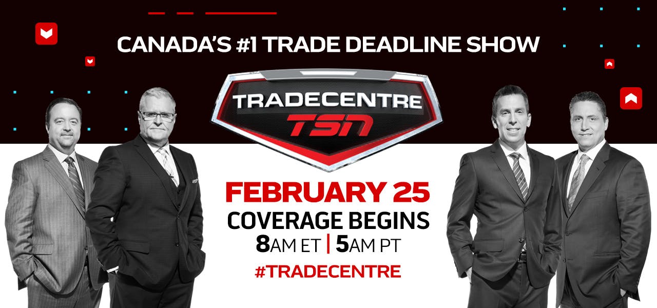 Image for the TSN’s #TRADECENTRE Covers Every Angle of Trade Deadline Day, Monday, Feb. 25, Beginning at 8 a.m. ET press release