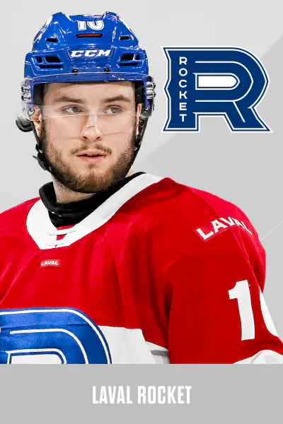 hockey player with rocket logo