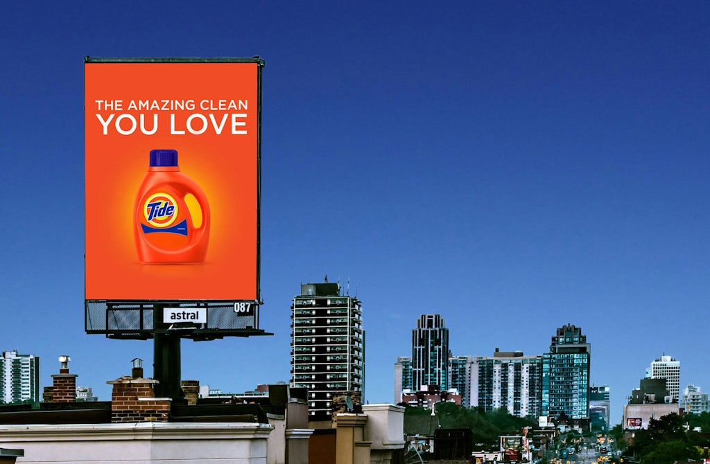 Astral board featuring a Tide ad