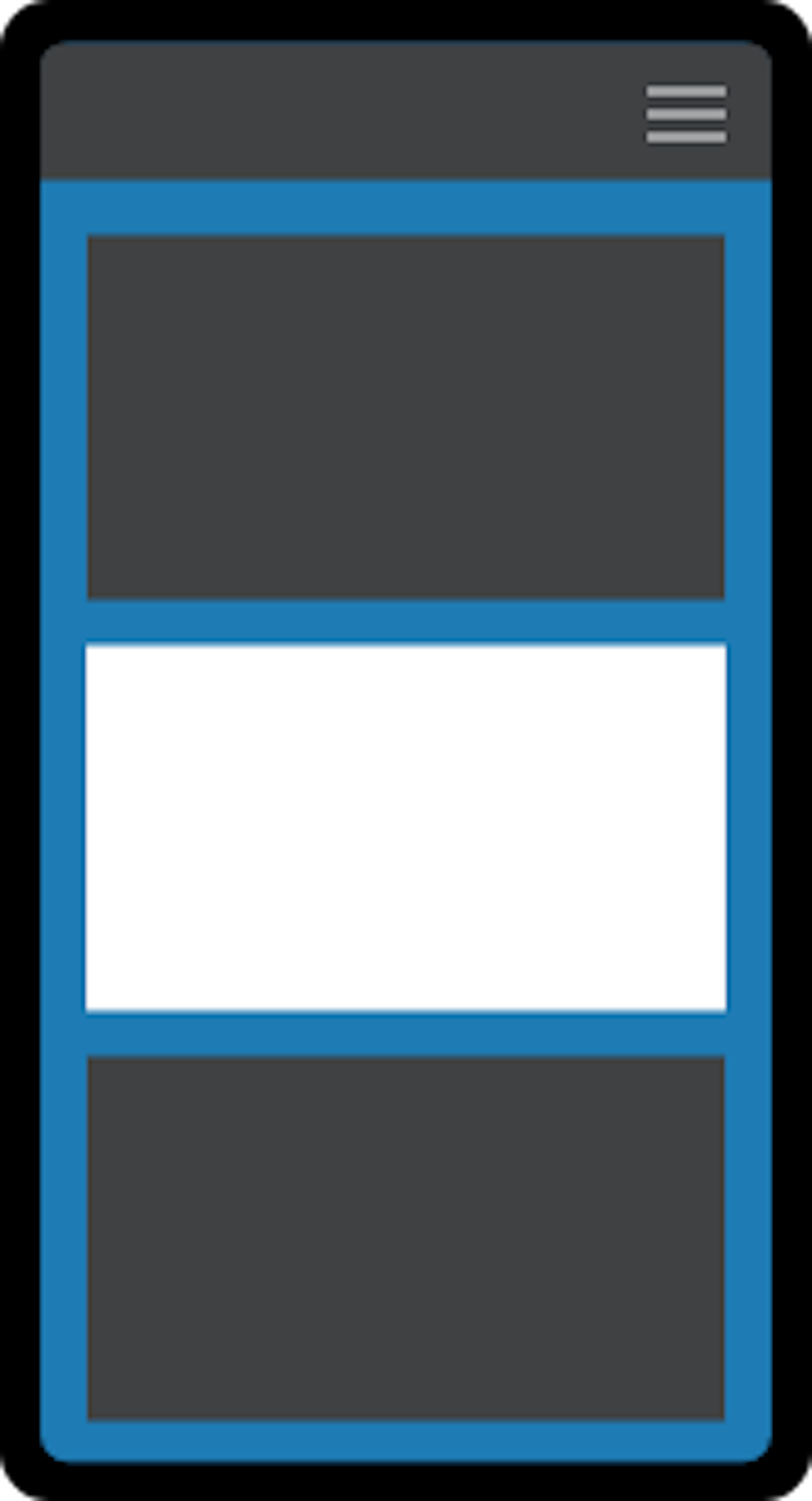 Graphique pour smartphone de deux tuiles grises et d'une tuile blanche, ainsi que d'une bannière grise en haut de l'écran.