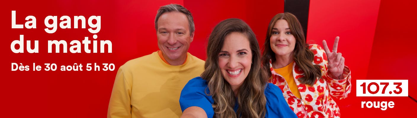 Image en vedette de l'article LA GANG DU MATIN Marie-Josée Gauvin, Pierre-François Legendre et Ève Côté formeront le trio matinal du 107.3 Rouge, dès le 30 août