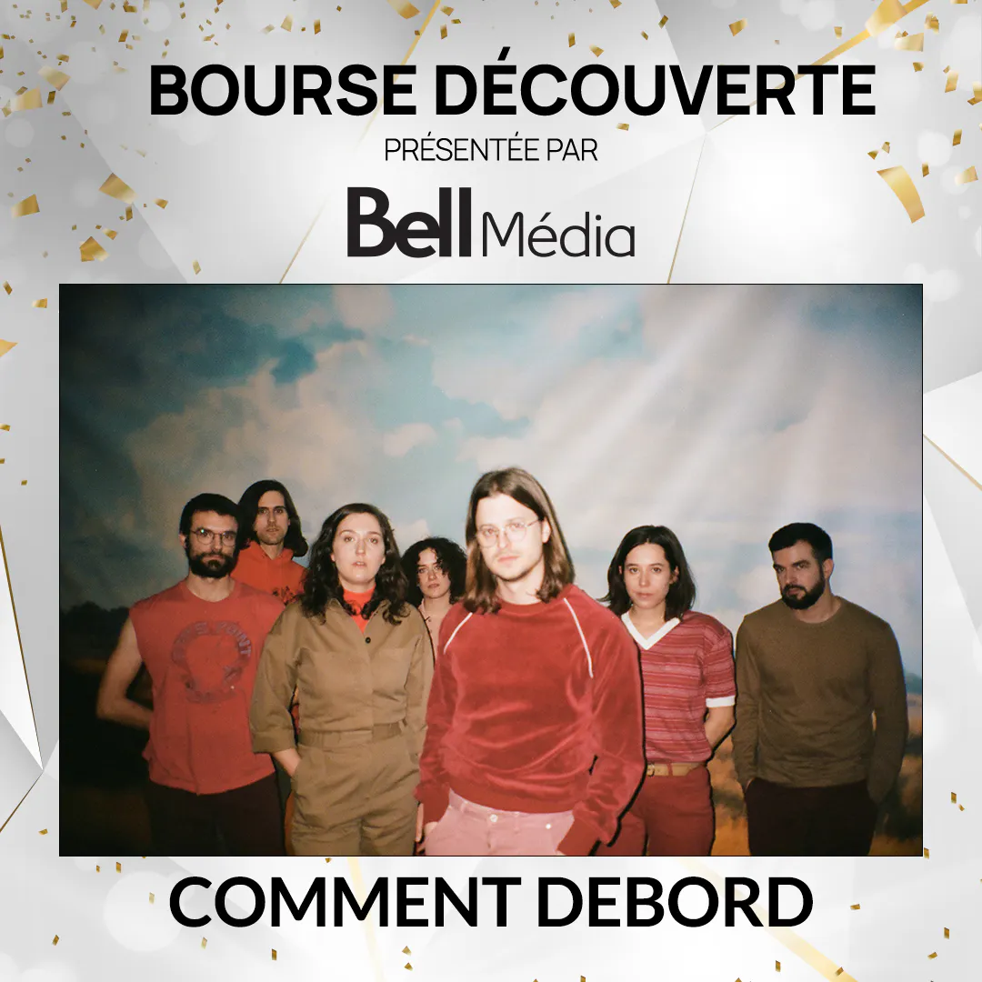 Image en vedette de l'article Bell Média souligne le talent émergent en offrant la Bourse Découverte au groupe Comment Debord lors du Gala de l’Industrie de l’ADISQ