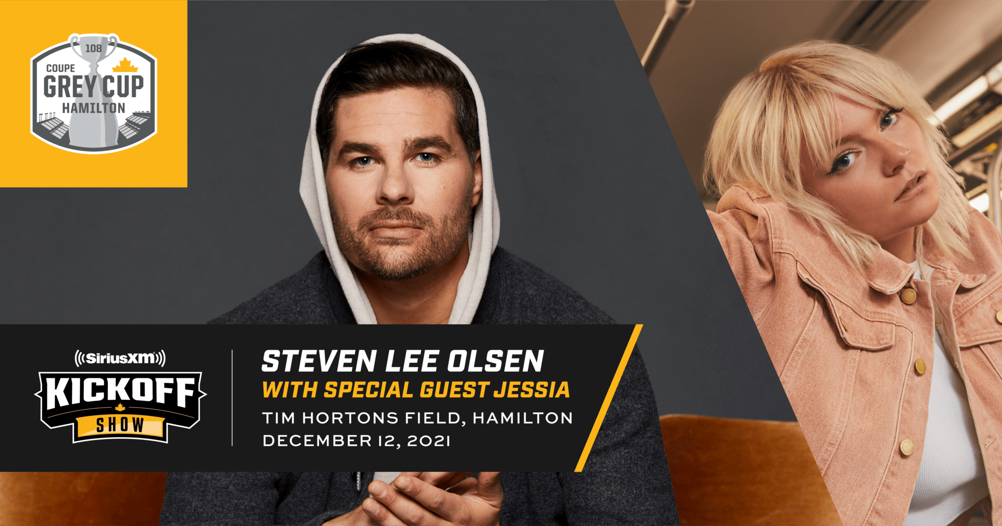 Image for the STEVEN LEE OLSEN WITH SPECIAL GUEST JESSIA TO HEADLINE THE SIRIUSXM GREY CUP KICKOFF SHOW; SAVANNAH RÉ TO SING THE NATIONAL ANTHEM press release
