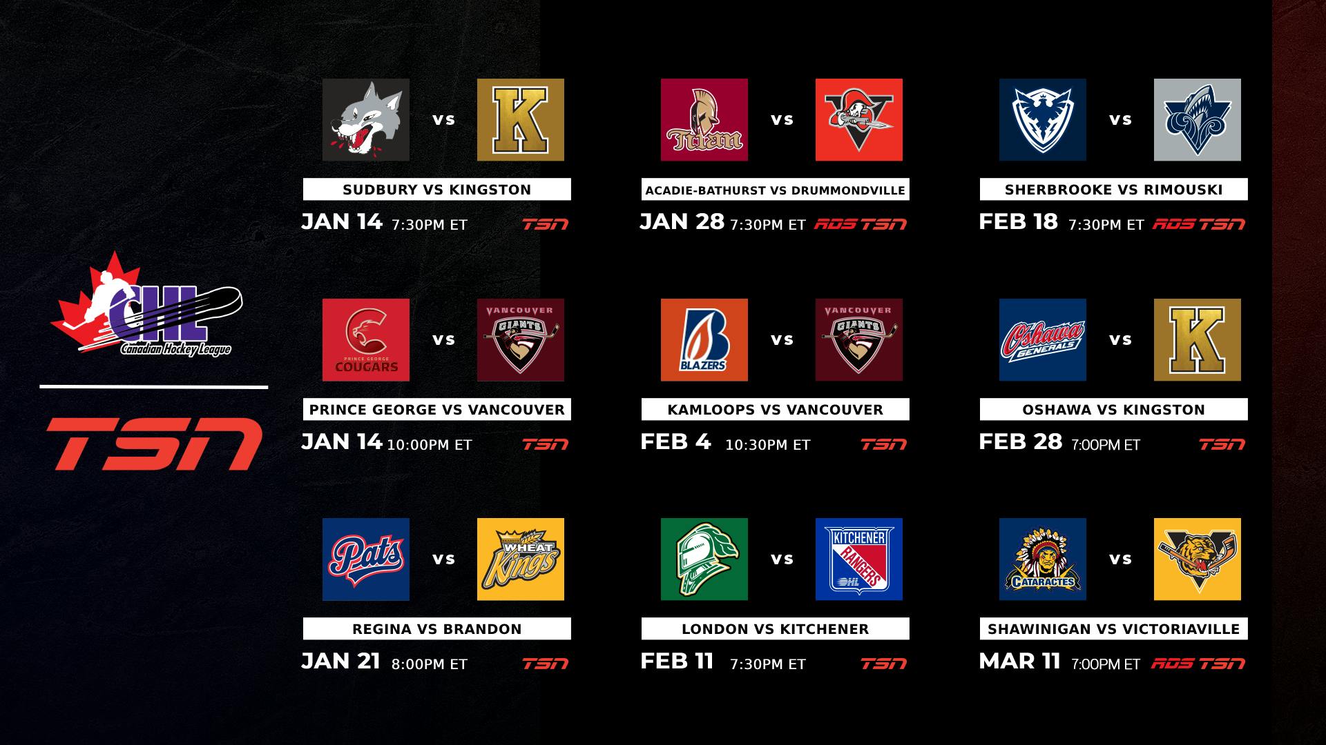 Image for the Canadian Hockey League announces 2021-22 TSN and RDS regular season broadcast schedule press release
