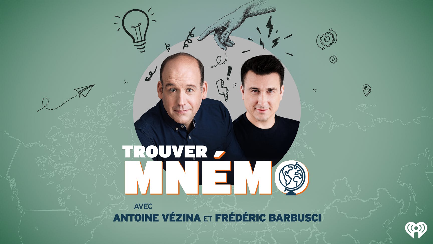 Image en vedette de l'article TROUVER MNÉMO Un balado d’Antoine Vézina et Frédéric Barbusci disponible dès maintenant sur iHeartRadio !
