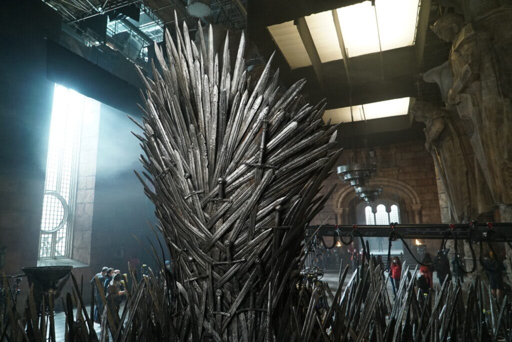 The Iron Throne from GAME OF THRONES and HOUSE OF THE DRAGON in studio
