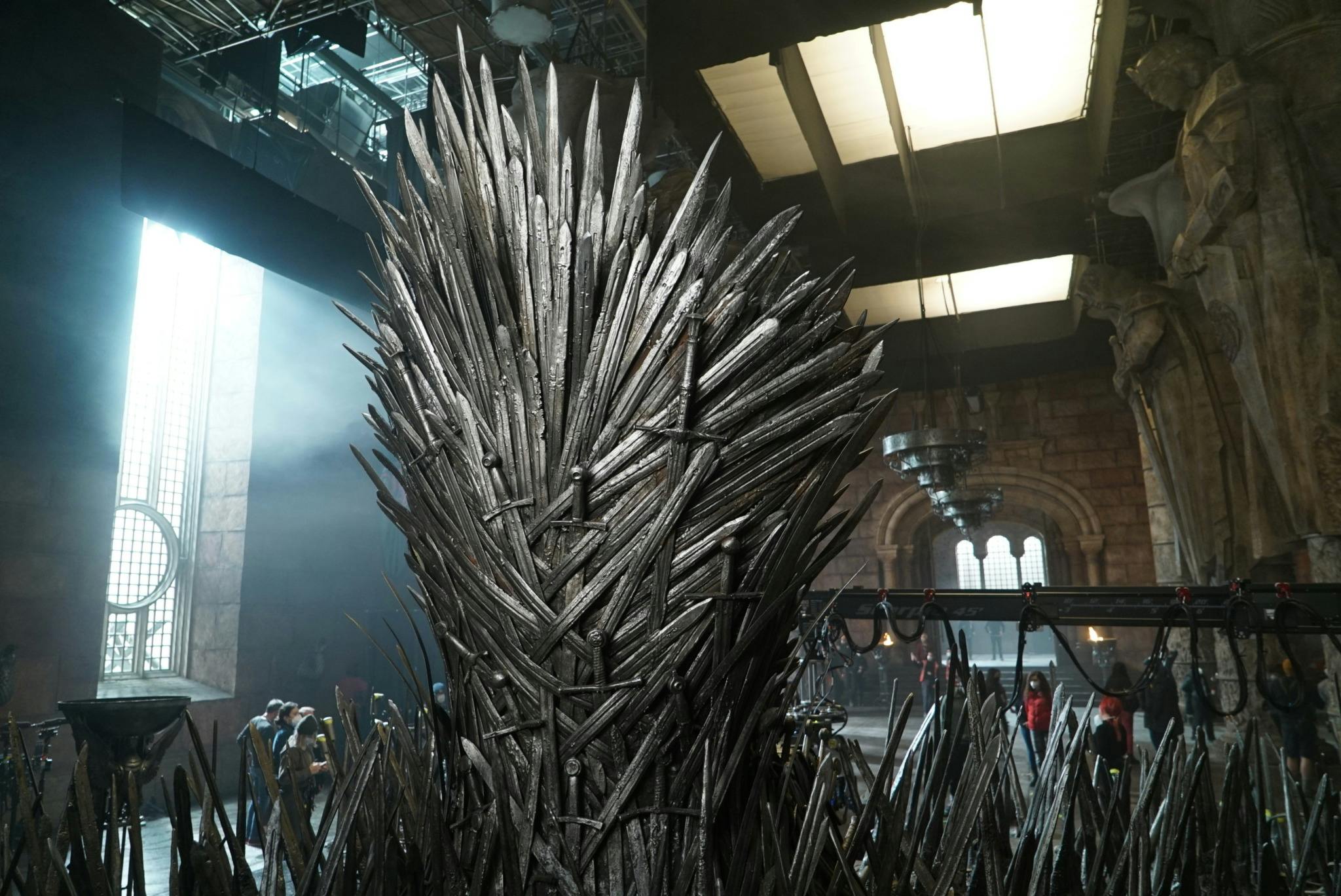 The Iron Throne from GAME OF THRONES and HOUSE OF THE DRAGON in studio