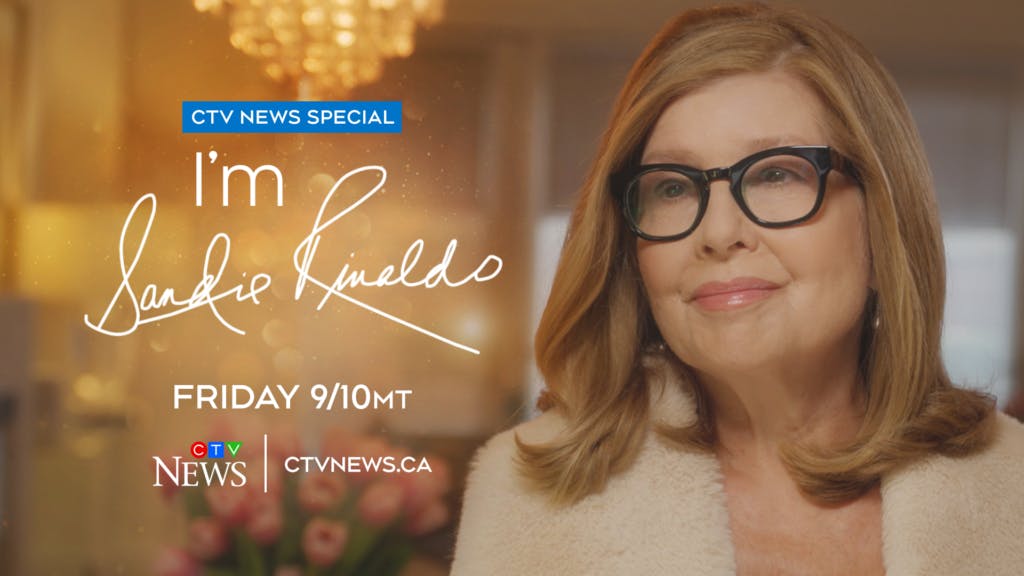 Sandie Rinaldo beside CTV News logo