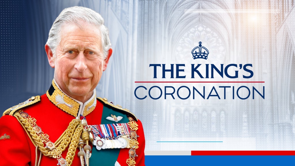 King Charles III beside The King's Coronation logo