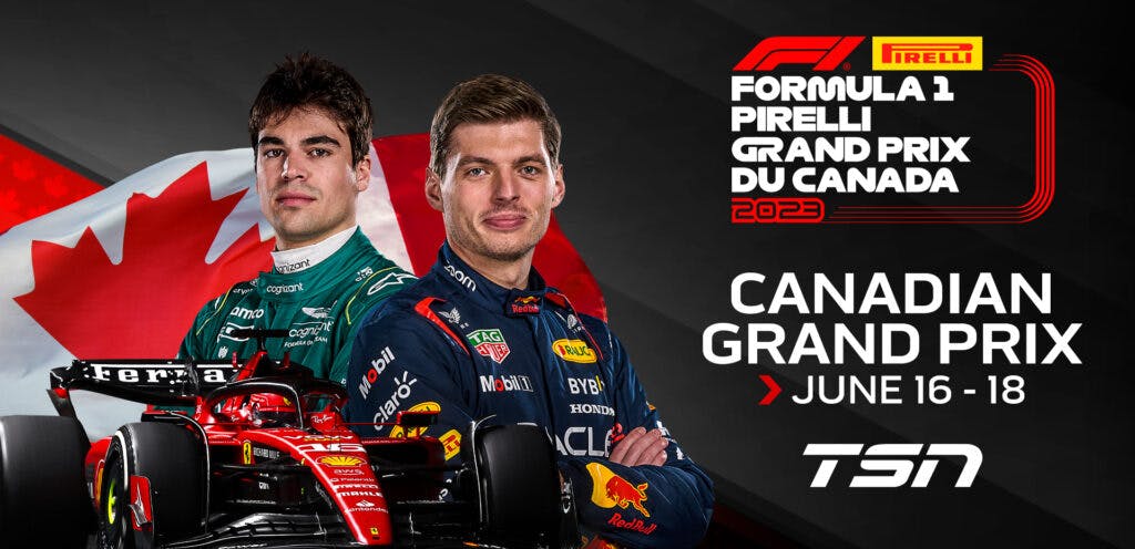 Max Verstappen and Lance Stroll beside TSN programming details