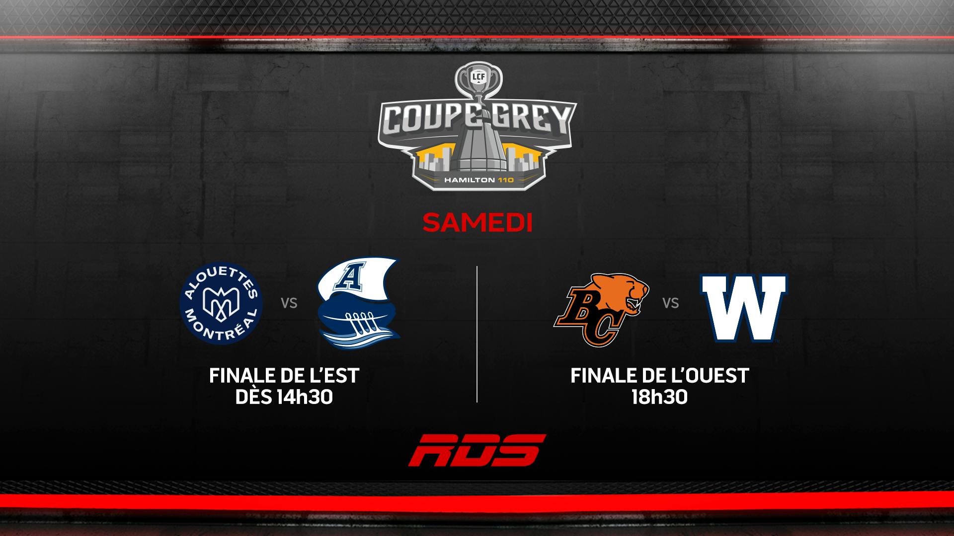 Image en vedette de l'article 110e Coupe Grey :  RDS présente la finale de l’Est opposant les Alouettes et les Argonauts