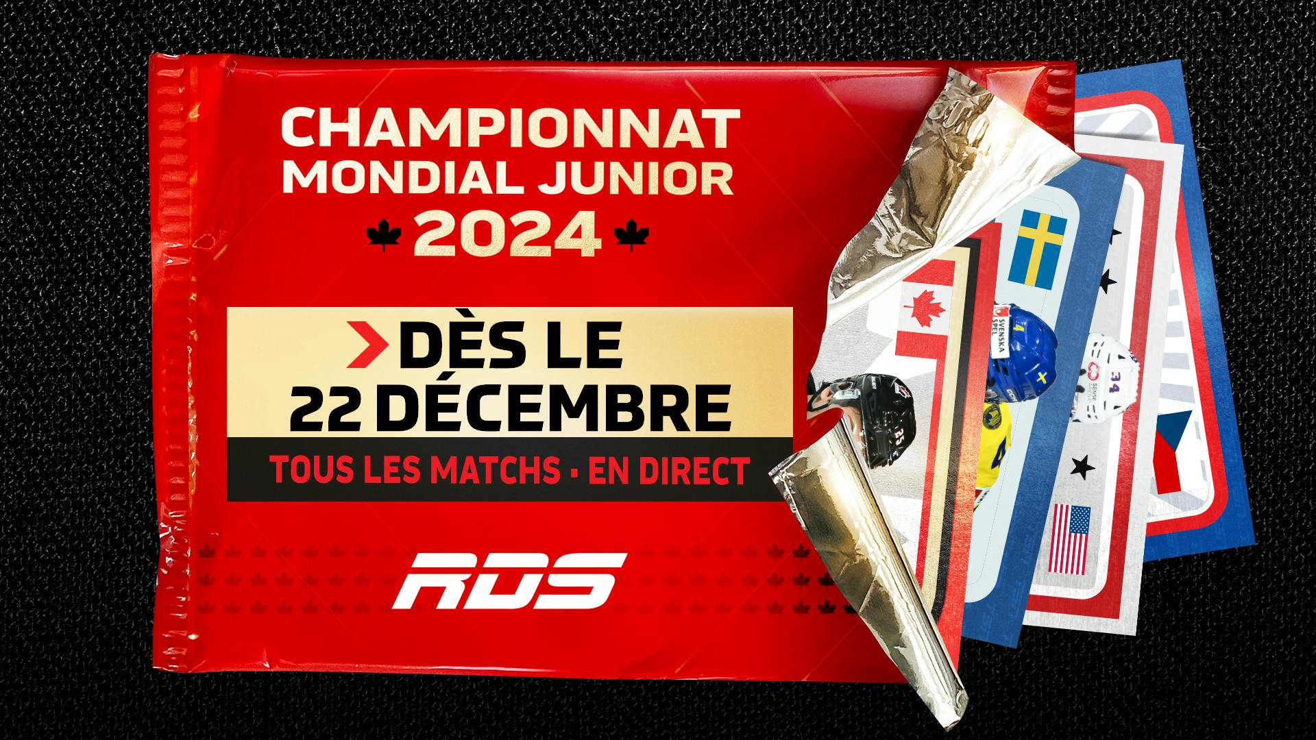 Image en vedette de l'article RDS présente le CHAMPIONNAT MONDIAL JUNIOR 2024 DE L’IIHF du 22 décembre au 5 janvier