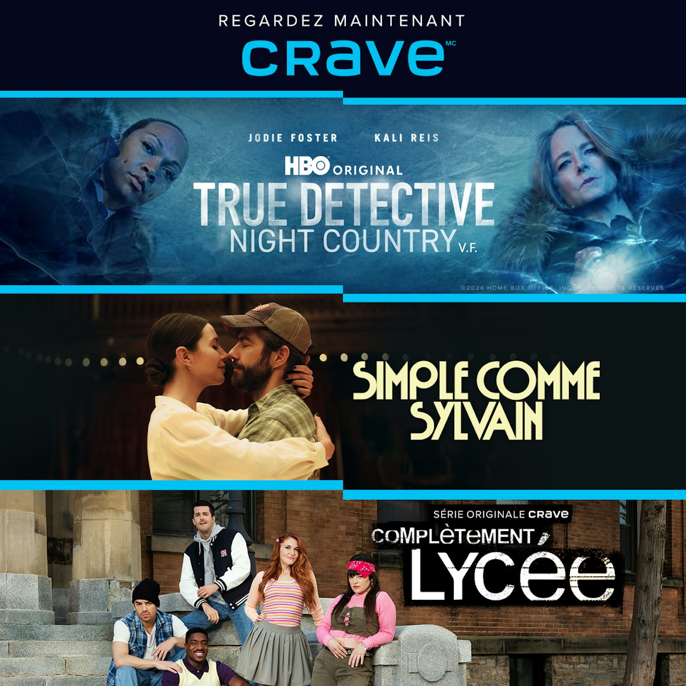 Affiches de séries et de films disponibles sur Crave