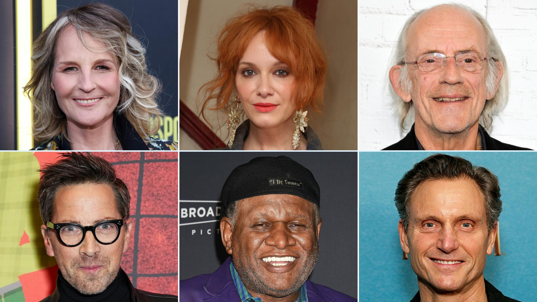 Collage of Helen Hunt, Christina Hendricks, Christopher Lloyd, Dan Bucatinsky, George Wallace, and Tony Goldwyn