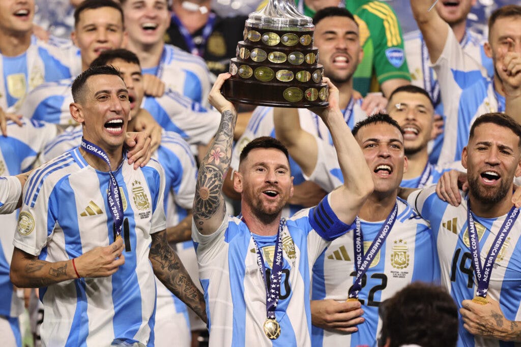 Lionel Messi and Argentina celebrating winning the Copa America championship