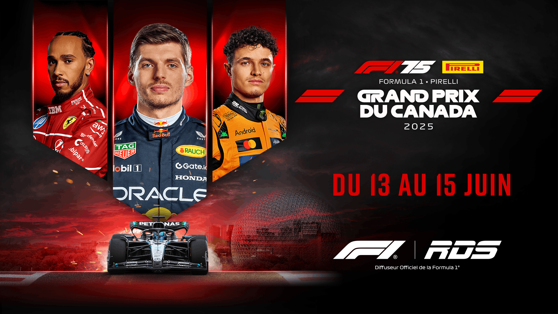 Image en vedette de l'article RDS présente le FORMULA 1 PIRELLI GRAND PRIX DU CANADA 2025 du 13 au 15 juin