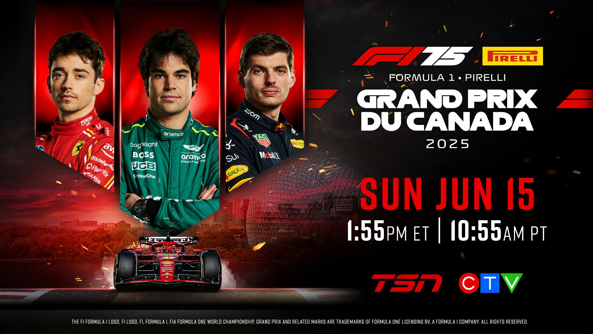 Image for the TSN and RDS Deliver Complete Live Coverage of the FORMULA 1® CANADIAN GRAND PRIX 2025, June 13-15 press release