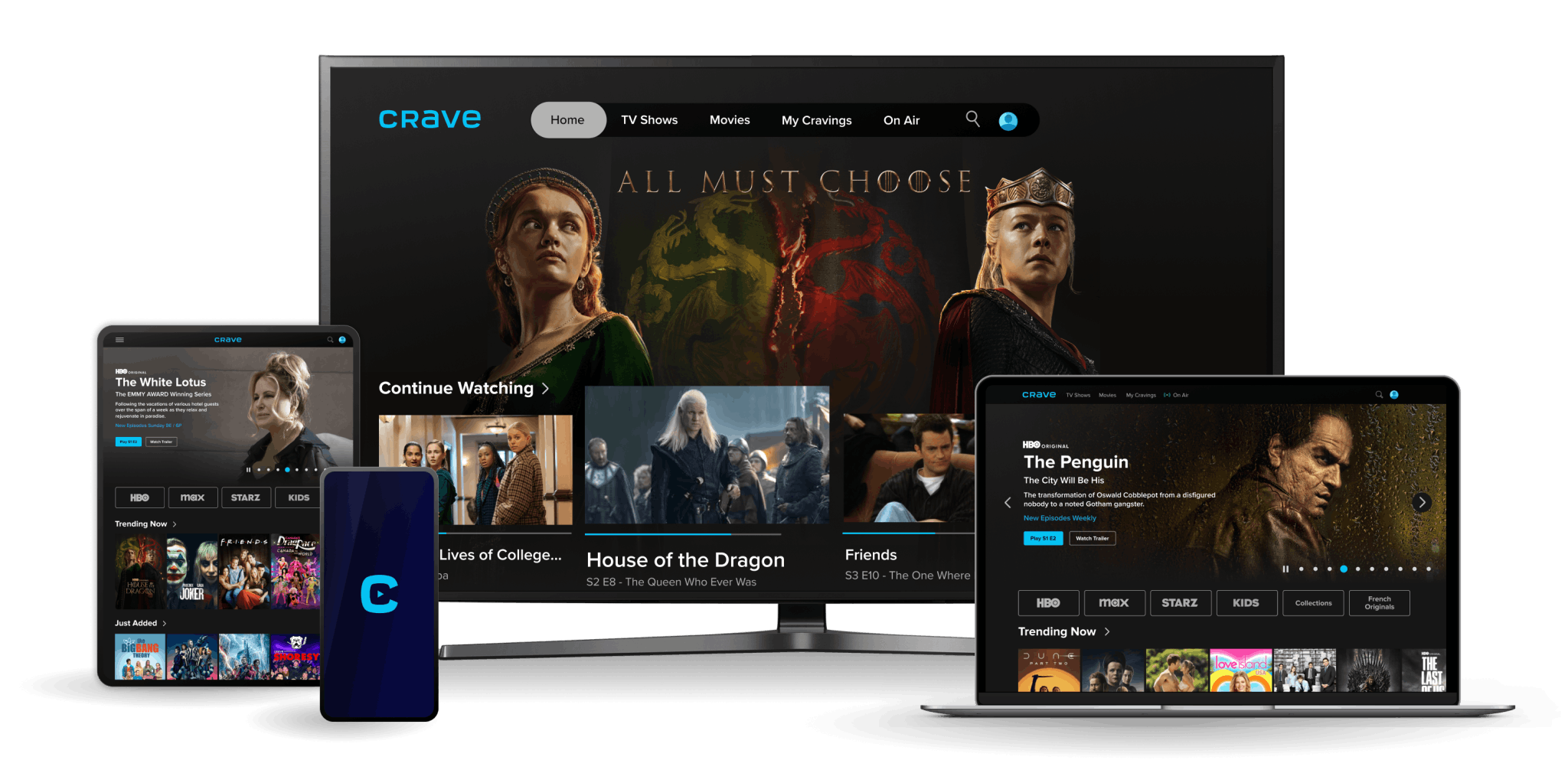 Multiple device types displaying crave content
