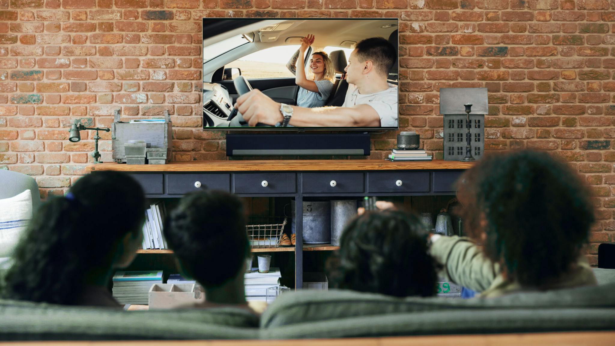 Family watching television