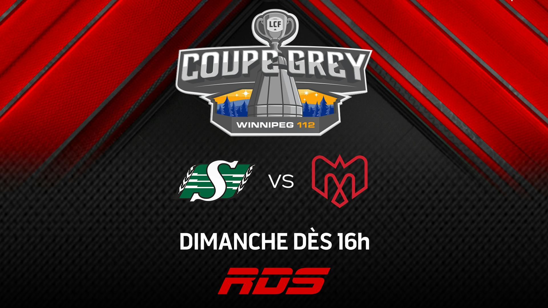 Image en vedette de l'article DIMANCHE DÈS 16 H   Les Alouettes de Montréal et les Roughriders de la Saskatchewan en vedette à la 112e COUPE GREY