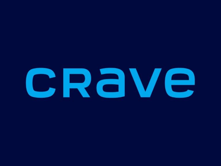 Crave blue logo on purple background