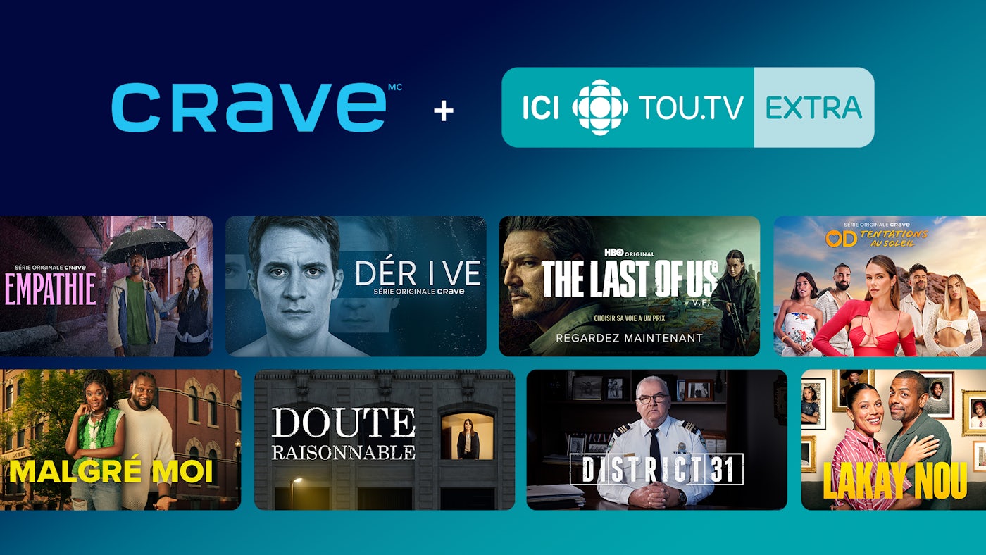 Image en vedette de l'article Bell Média et Radio-Canada annoncent le lancement d’un forfait qui regroupe Crave et ICI TOU.TV EXTRA offert dès maintenant