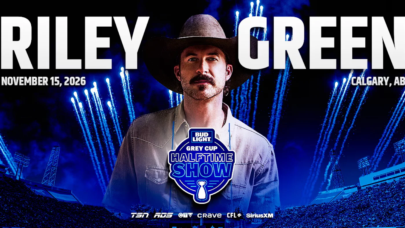 Image for the MULTI-PLATINUM ACM & CMA AWARD-WINNING COUNTRY SINGER-SONGWRITER RILEY GREEN TO HEADLINE BUD LIGHT GREY CUP HALFTIME SHOW press release